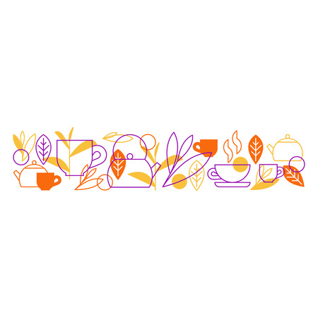 Horizontal tea ornamentのイラスト素材