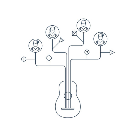 Music school. Rock guitar group. Casting in a band.のイラスト素材