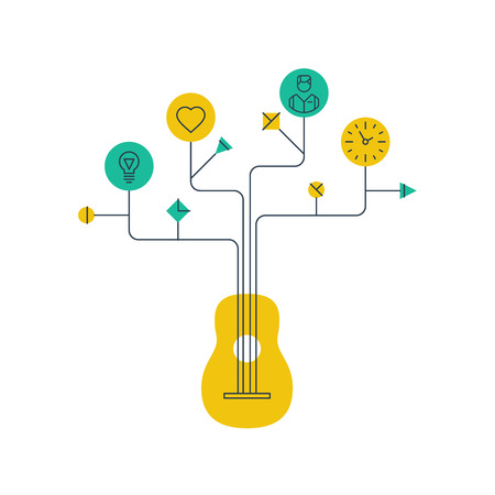 Music school or courses concept. Guitar tutor.のイラスト素材