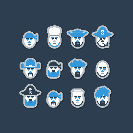 Pirate head set. Can be used as icons or face masks.のイラスト素材