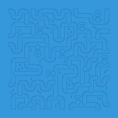 Bad plumbing. Pipe leakage. Canalization problems.のイラスト素材