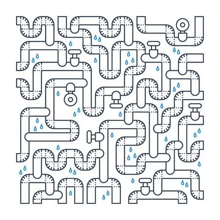 Bad plumbing. Pipe leakage. Canalization problems.のイラスト素材
