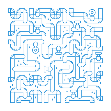 Bad plumbing. Pipe leakage. Canalization problems.のイラスト素材