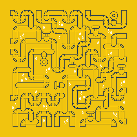 Bad plumbing. Pipe leakage. Canalization problems.のイラスト素材