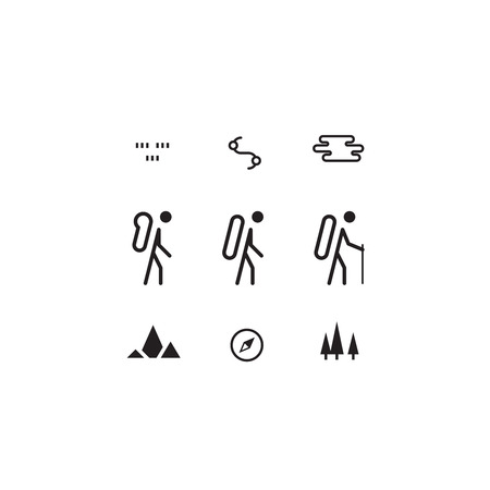 Hike, outdoor activities iconsのイラスト素材