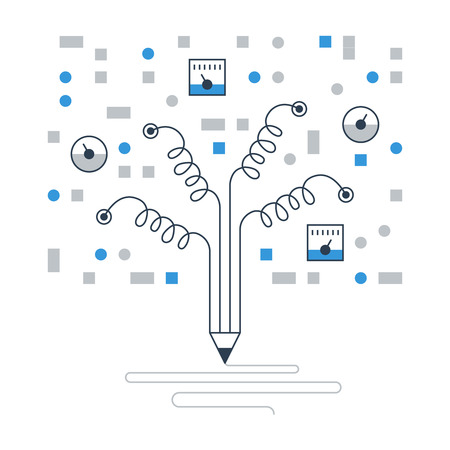 Scientific research. Data gathering. Fiction writing. School science laboratory.のイラスト素材