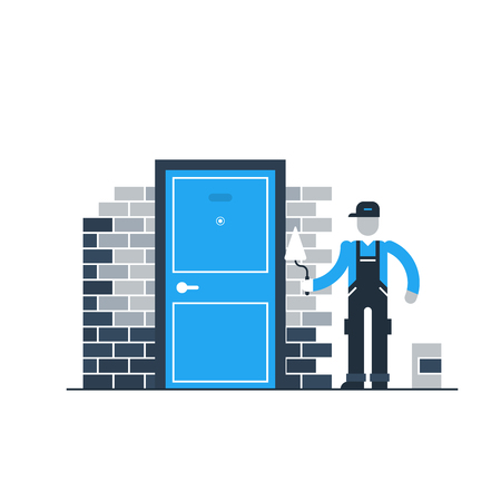 Door installation, home improvementのイラスト素材