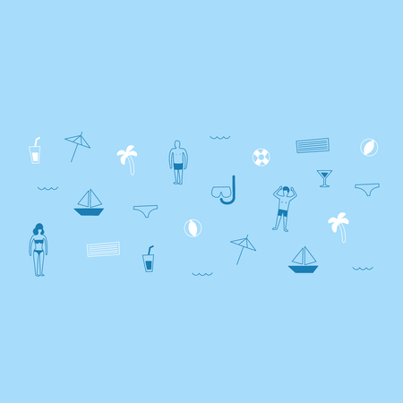 Summer activities decorationのイラスト素材