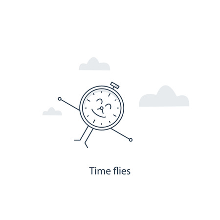 Time flies, linear illustrationのイラスト素材
