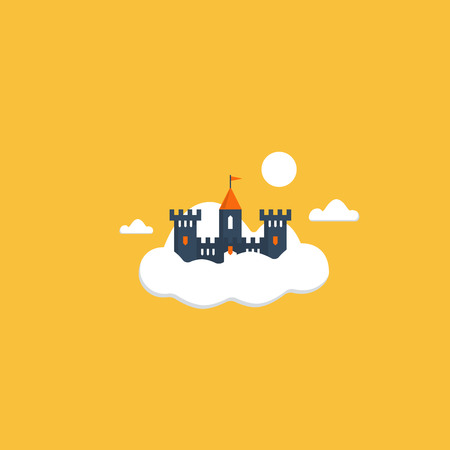 Cloud castle. Safe data storage conceptのイラスト素材