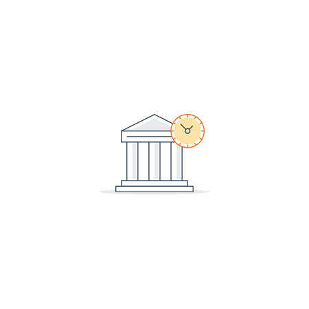 Bank building icon, finance services, linear designのイラスト素材