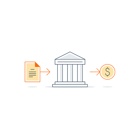 Bank building icon, finance services, linear designのイラスト素材