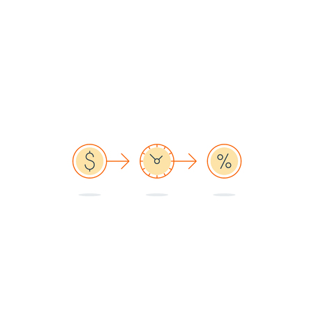 Time is money. Cash back concept. Money flow trackingのイラスト素材