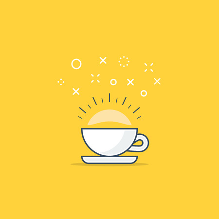 Cup of tea or coffee. Tea break. Shiny hot drinkのイラスト素材