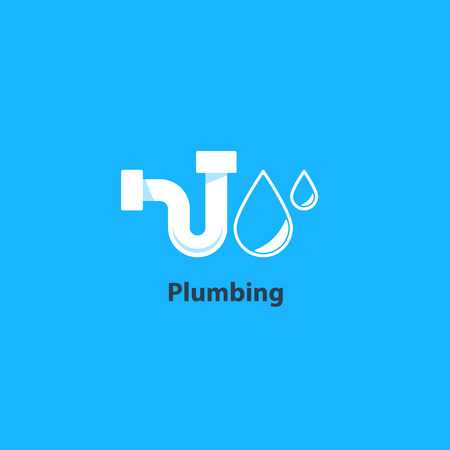 Plumbing service , p-trap tubular part, pipes drain concept, repair works, facility installmentのイラスト素材
