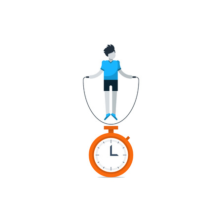 Rope jumping daily exercises, fitness time, workout sessionのイラスト素材