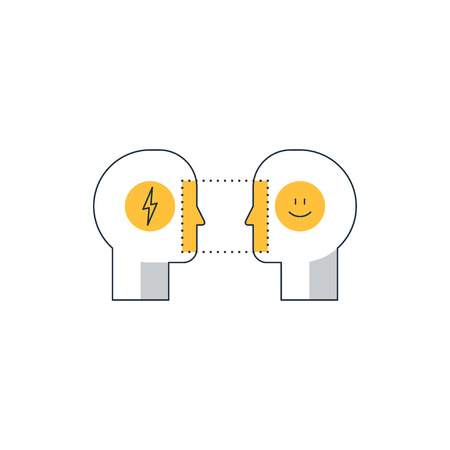 Human psychology and communication, linear design vector illustrationのイラスト素材