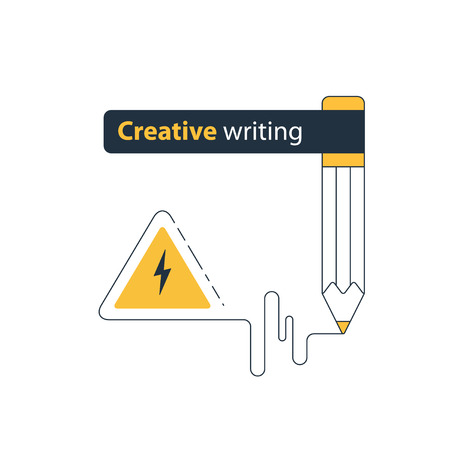 Writing education concept. Flat design vector illustrationのイラスト素材