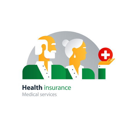 Flat design vector illustration. Medicine for aged people conceptのイラスト素材