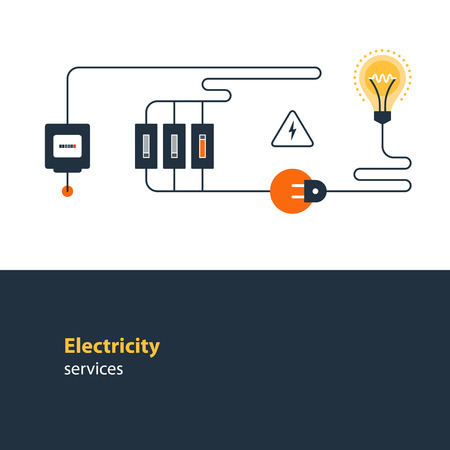 Flat design vector illustration. Electricity graphic elementsのイラスト素材