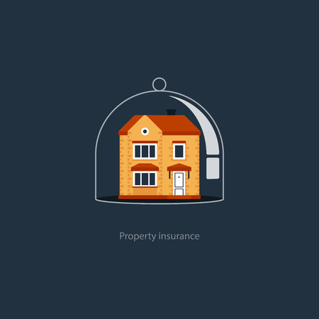 House insurance concept, home protection, real estate guard, property security icon, safe living, vector illustrationのイラスト素材