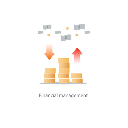 Compound interest, added value, financial investments in stock market, future income growth concept, revenue increase, money return, pension fund plan, budget management, savings account, banking vector illustration iconのイラスト素材