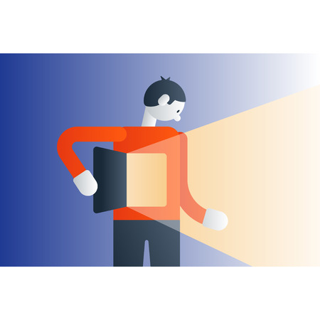 Passion concept, inner feelings, creative thinking, self reflection, introverted person, vector flat design illustrationのイラスト素材