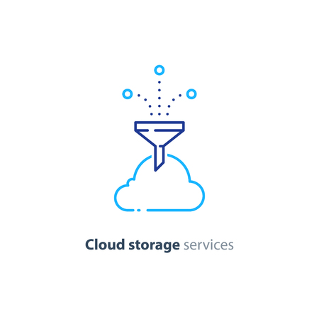 Cloud storage services concept, vector mono line iconのイラスト素材