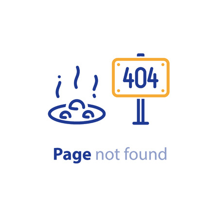 Error 404 page not found concept illustration, webpage banner, search result message, vector line...