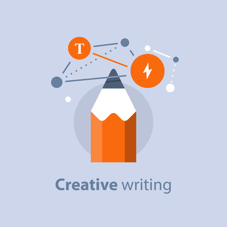 Creative writing, concept with pencil vector  flat icon illustrationのイラスト素材