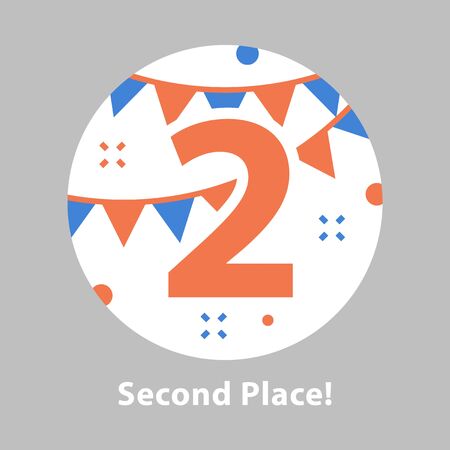 Second place poster with blue and red flags and number twoのイラスト素材
