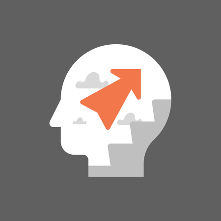 Self growth concept, personal development strategy, potential, career ladder, positive mindset, pursuit ambition, way to success, vector flat illustrationのイラスト素材