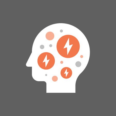 Anxiety concept, mental health, fear and panic attack, mood disorder, headache, vector flat illustrationのイラスト素材