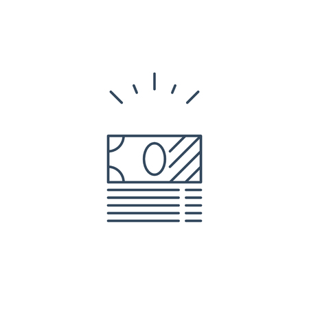 Financial investment, money bank note bills stack, product bundle special offer, income growth, savings account, reward concept vector line iconのイラスト素材