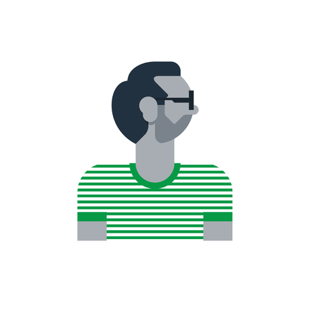 Male character turned head, middle age man. Flat design vector illustrationのイラスト素材