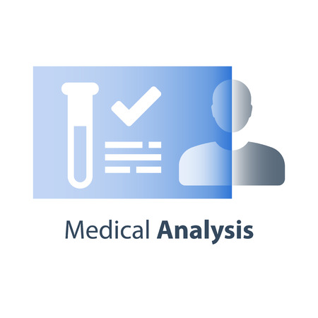 Medical laboratory analysis, sample test result, lab tube, research and education, pharmacology concept, vector flat iconのイラスト素材
