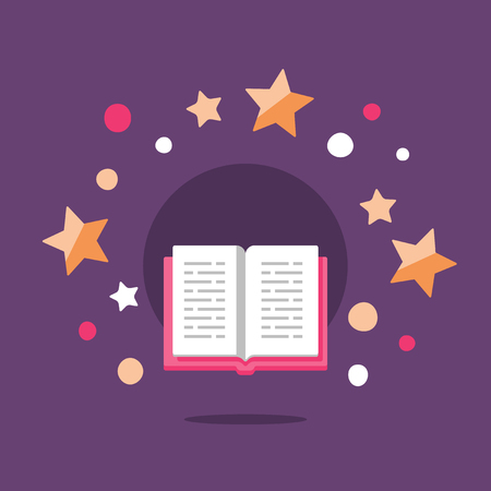 Learn to read books, fairy tale, storytelling concept, vector flat illustrationのイラスト素材