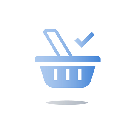 Grocery shopping, food basket symbol,  e-commerce concept, vector icon, flat illustrationのイラスト素材