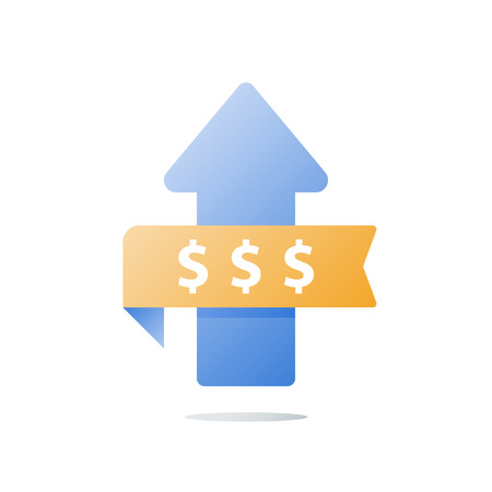 Financial invest fund, revenue increase, income growth, return on investment, long term strategy, wealth management, more money, high interest, fast easy cash loanのイラスト素材