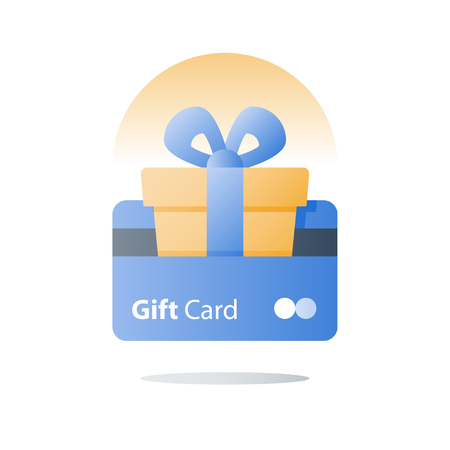 Gift card, loyalty program, earn reward, redeem gift, perks concept, vector icon, flat illustrationのイラスト素材