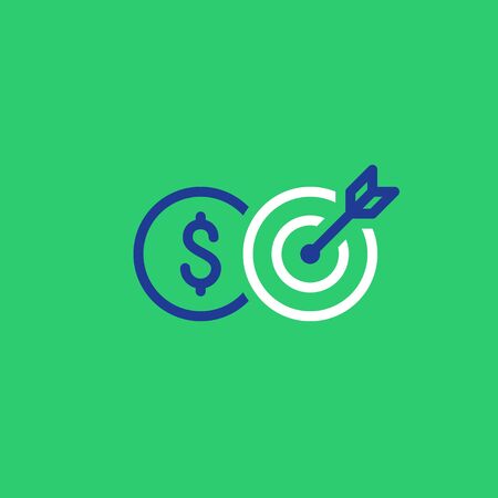 Financial target, credit score, funding concept, payment installment, vector line icon