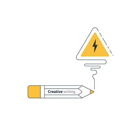 Writing education concept icon. Creative story tellig. Flat design vector illustrationのイラスト素材