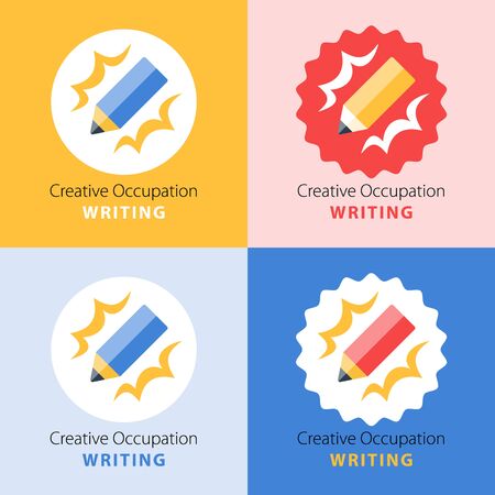 Creative writing, storytelling concept, graphic design workshop, skill improvement, vector flat illustrationのイラスト素材