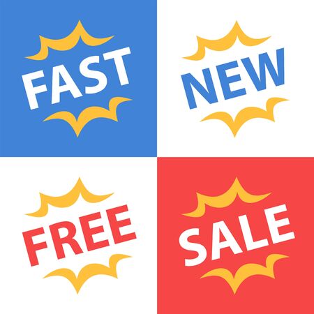 Fast services, new collection, free offer, sale announcement, vector flat designのイラスト素材
