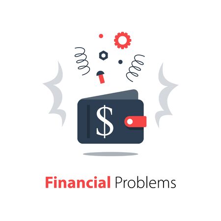 Empty wallet, financial problem, money loss, debt conceptのイラスト素材