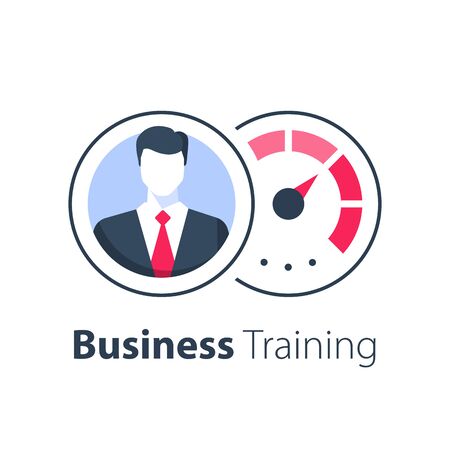 Business training course, administration or project management, fast performance improvement, entrepreneur workshop, career strategy, leadership concept, coaching or consulting service, vector iconのイラスト素材