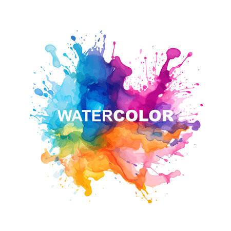 Watercolor colorful splashes on white background. Vector illustration for your designのイラスト素材