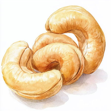Hand drawn sketch of cashew nuts, isolated on white background.のイラスト素材