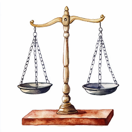 Scales of justice. Watercolor hand drawn illustration isolated on white backgroundのイラスト素材