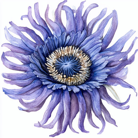 Watercolor blue flower on a white background. Hand drawn illustration.のイラスト素材
